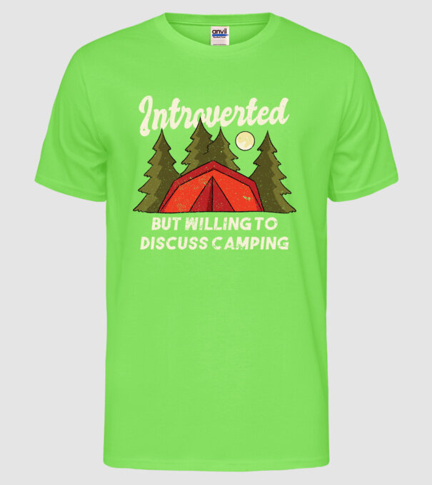 Camping Introvertit model verde neon pe tricou