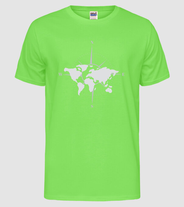 Busolă model verde neon pe tricou