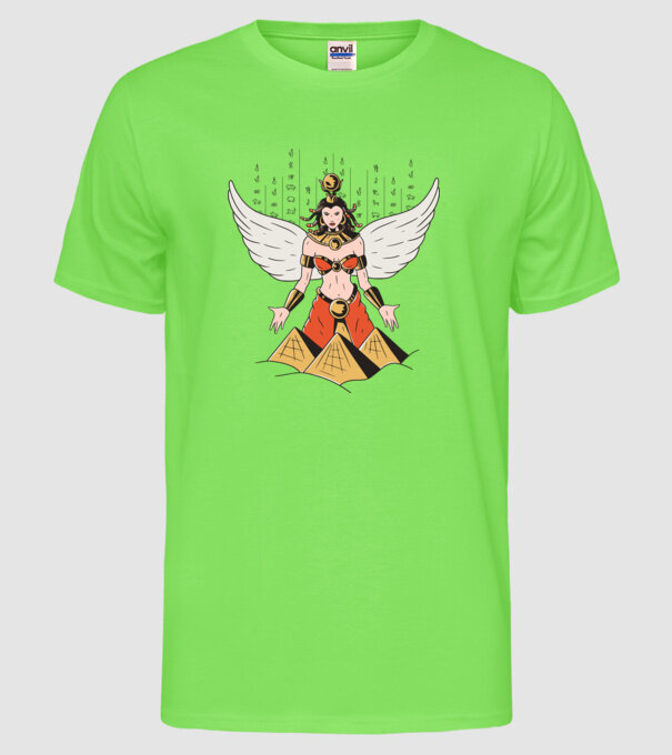 Zeița Isis model verde neon pe tricou