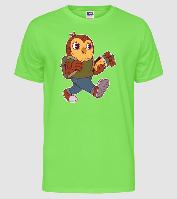 Bufniță școlar model verde neon pe tricou