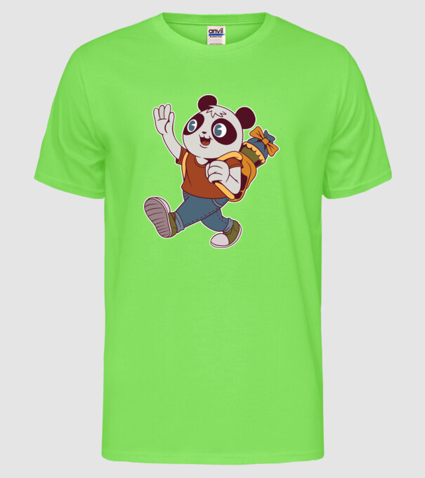Panda școlar model verde neon pe tricou