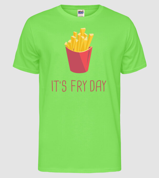 'It''s Fry Day' model verde neon pe tricou