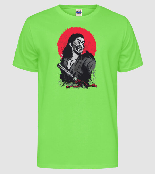 Războinic japonez model verde neon pe tricou