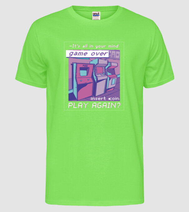 Sala de jocuri Retro Arcade model verde neon pe tricou
