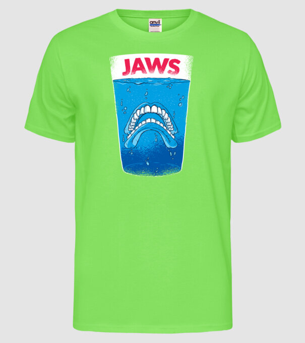 Jaws dinți tricou parodie model verde neon pe tricou