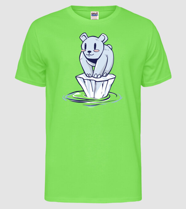 Urs polar pe gheața care se topește model verde neon pe tricou