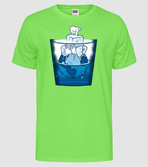Ursul polar în pericol încălzirea globală model verde neon pe tricou