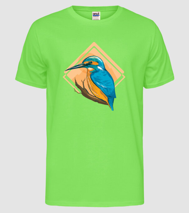 Pescăruș albastru model verde neon pe tricou