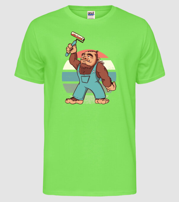 Zugrav Yeti model verde neon pe tricou
