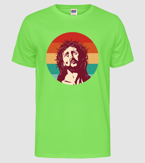 Iisus Hristos Retro model verde neon pe tricou
