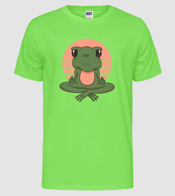 Yoga Broască model verde neon pe tricou
