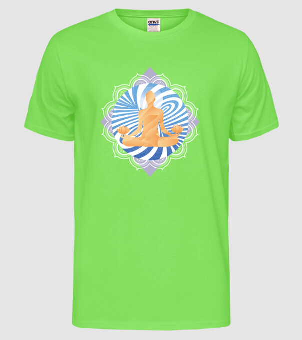 Meditație yoga model verde neon pe tricou
