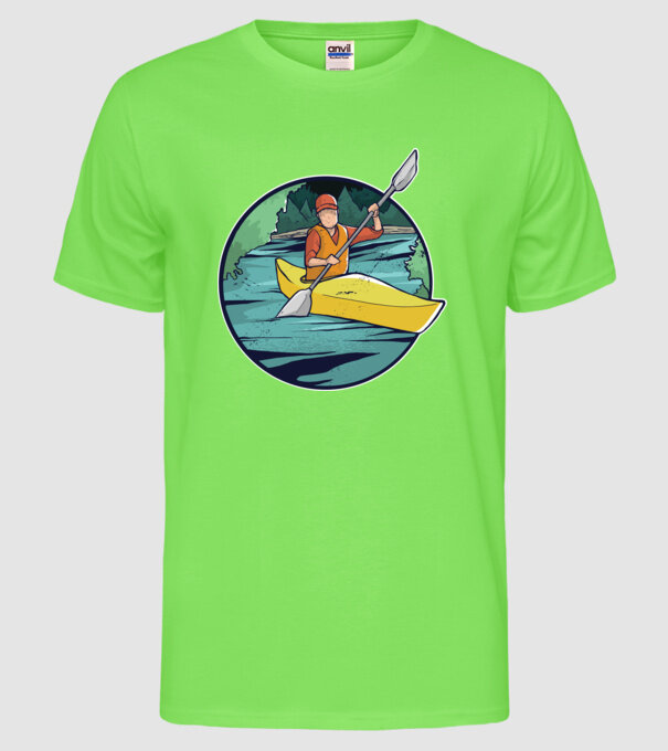 Caiac-canoe model verde neon pe tricou