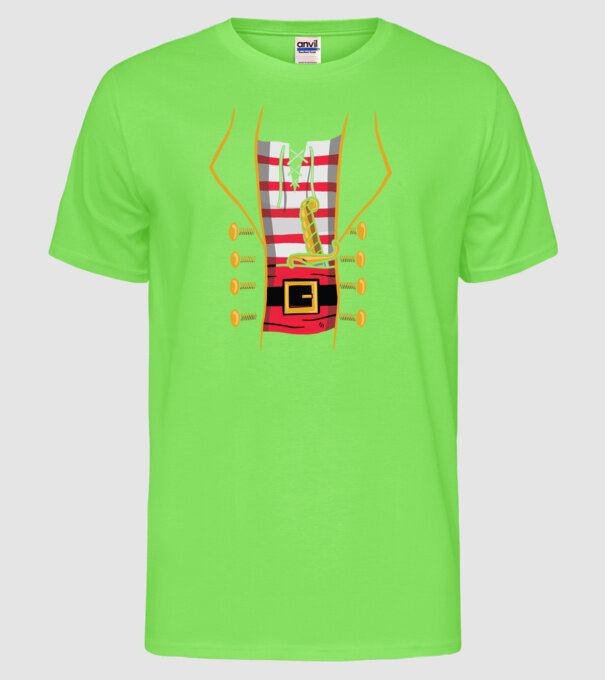 Costum de pirat pentru Halloween model verde neon pe tricou
