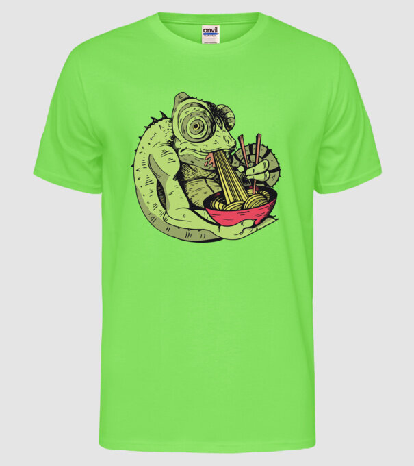 Cameleon cu paste model verde neon pe tricou