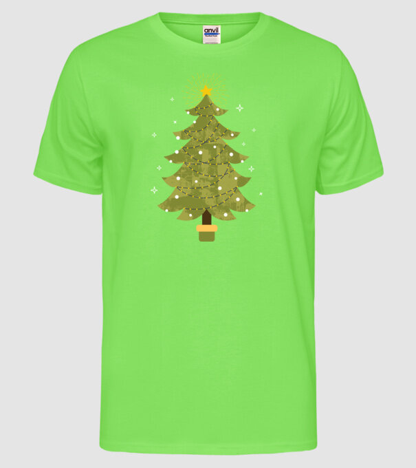 Pom de Crăciun model verde neon pe tricou