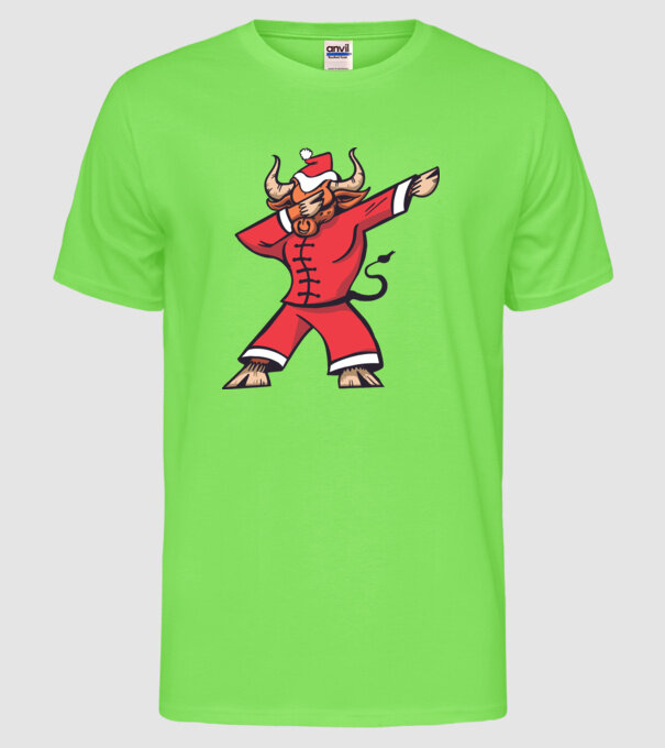 Taur de Crăciun DAB model verde neon pe tricou