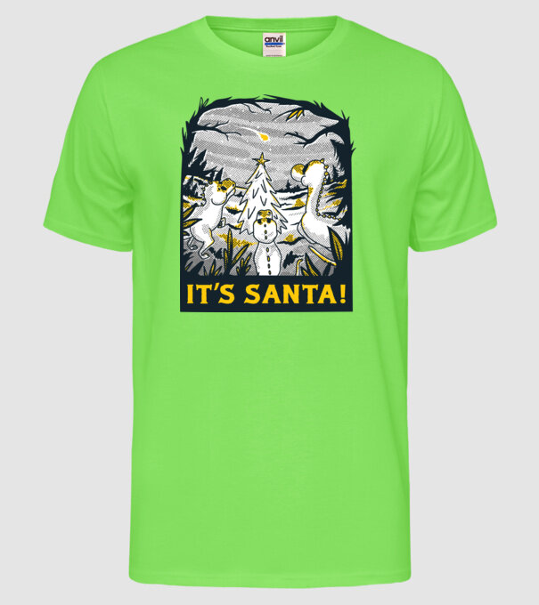 Dinozauri de Crăciun model verde neon pe tricou