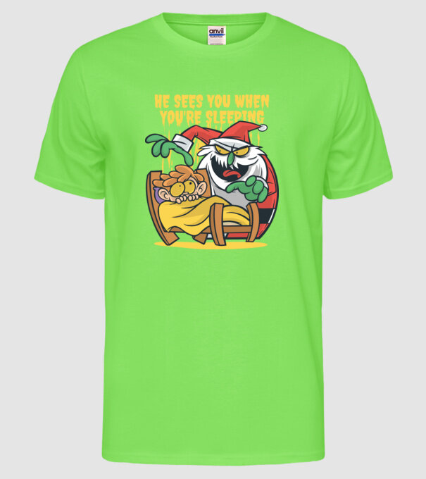 Elf de Crăciun model verde neon pe tricou