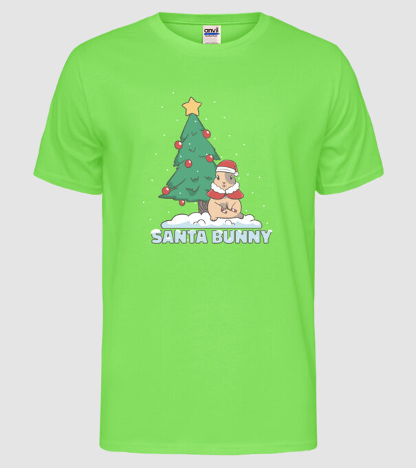 Iepuraș de Crăciun model verde neon pe tricou