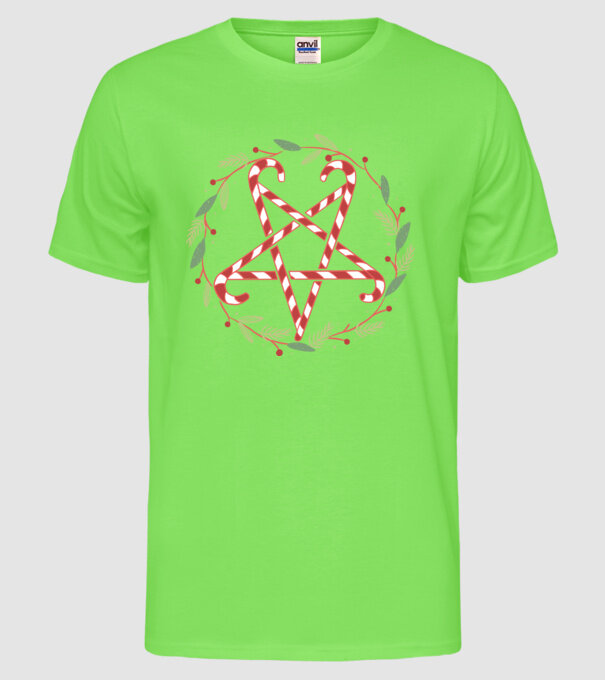 Pentagrama de Crăciun model verde neon pe tricou