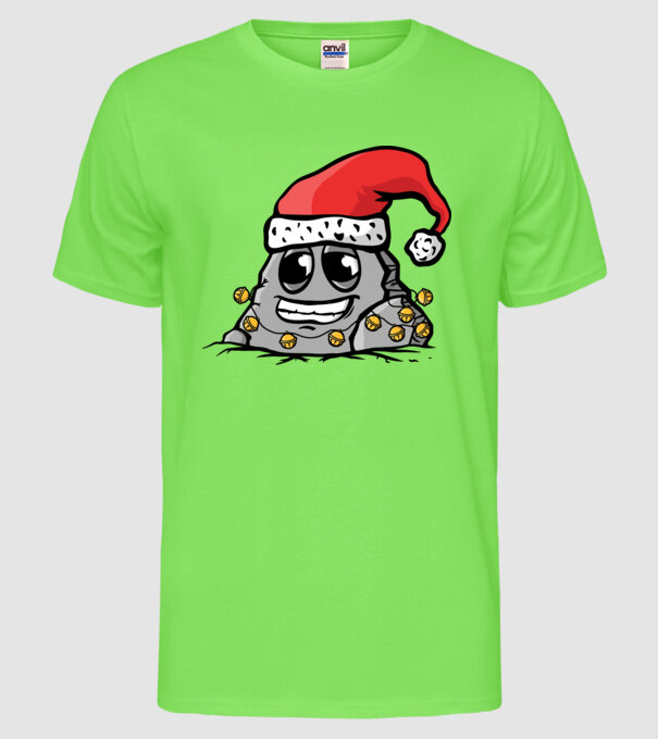 Stâncă de Crăciun model verde neon pe tricou
