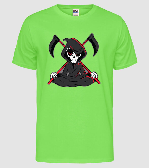 Moartea - Grim Reaper model verde neon pe tricou