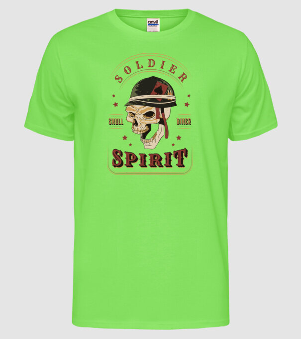 Soldat Craniu model verde neon pe tricou
