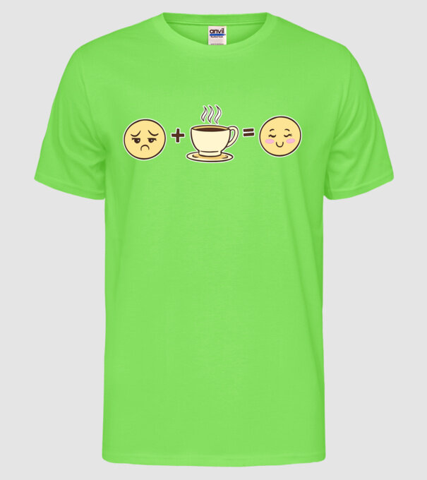 Cafea Fericire model verde neon pe tricou