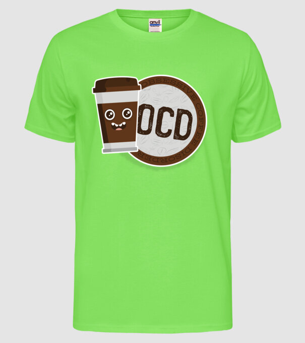Cafea Dragoste și dependență model verde neon pe tricou