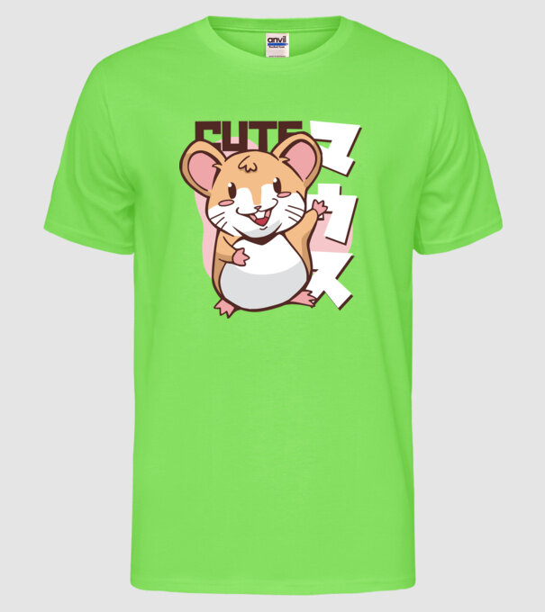 Șoarece Kawaii model verde neon pe tricou