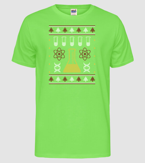 Pulover urât Chimie model verde neon pe tricou