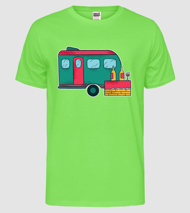 Autorulotă Camping model verde neon pe tricou