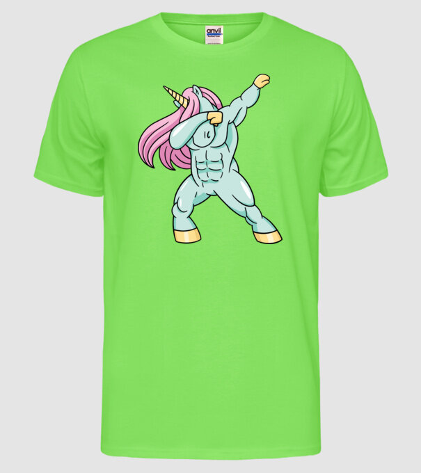 Unicorn Body Building DAB model verde neon pe tricou