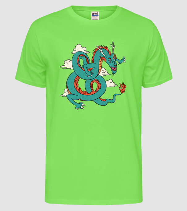 Dragon Chinez model verde neon pe tricou