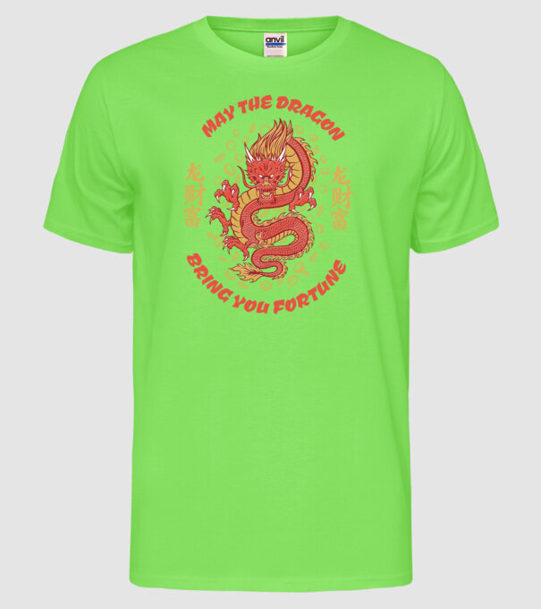 Dragon chinezesc norocos model verde neon pe tricou