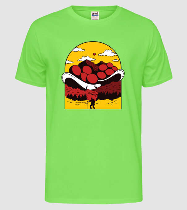 Excursie în munți model verde neon pe tricou
