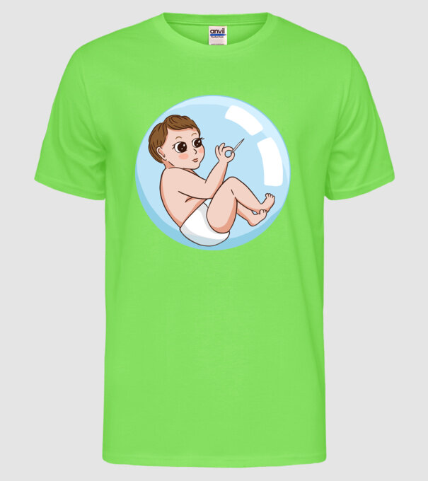 Bebeluș model verde neon pe tricou