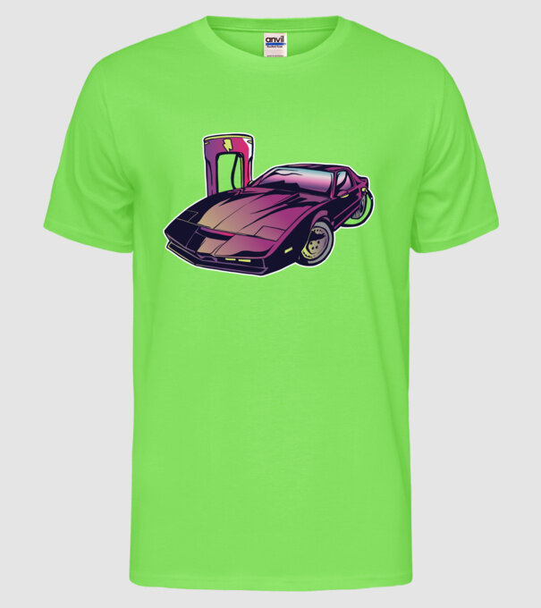 Kitt pe încărcător electric tricou amuzant model verde neon pe tricou