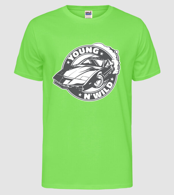 Knight Rider - Young and wild model verde neon pe tricou