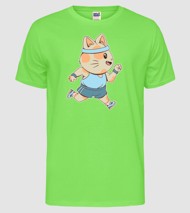 Pisică Jogging model verde neon pe tricou