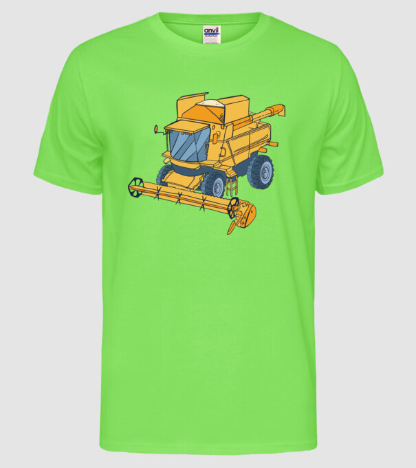 Combină agricolă model verde neon pe tricou