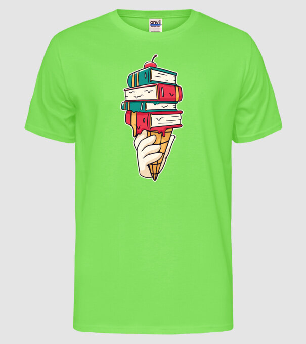 Înghețată cu Carte model verde neon pe tricou