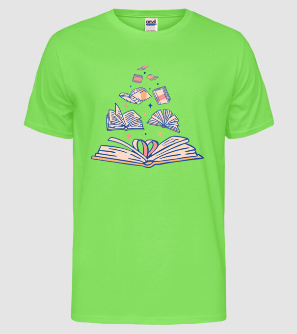 Cărți model verde neon pe tricou