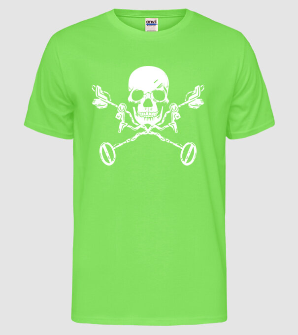 Craniu model verde neon pe tricou