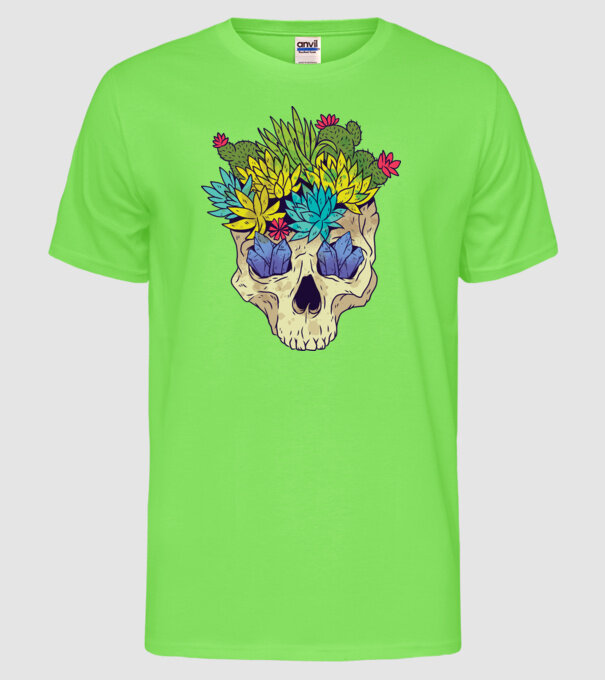 Craniu Cactuși model verde neon pe tricou