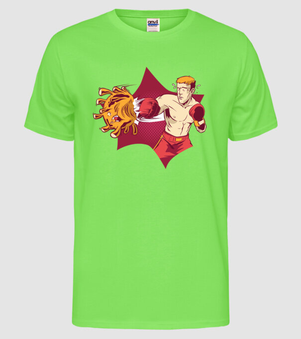 Coronavirus KO - Box model verde neon pe tricou