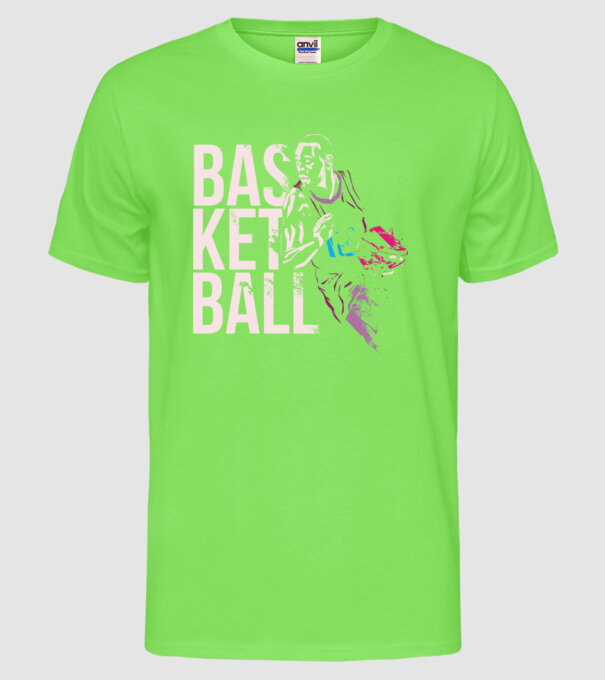 Baschet Silueta model verde neon pe tricou