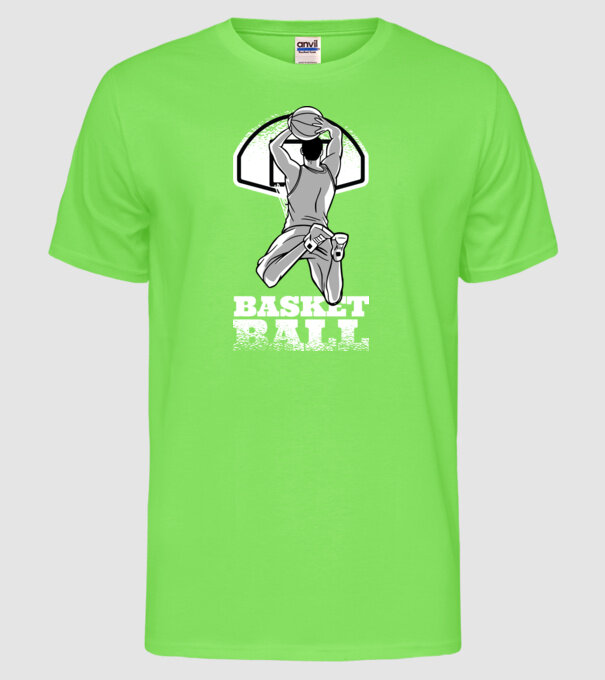 Baschet aruncare la coș model verde neon pe tricou
