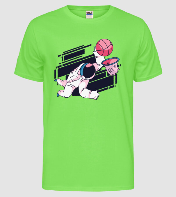 Astronaut Baschetbalist model verde neon pe tricou